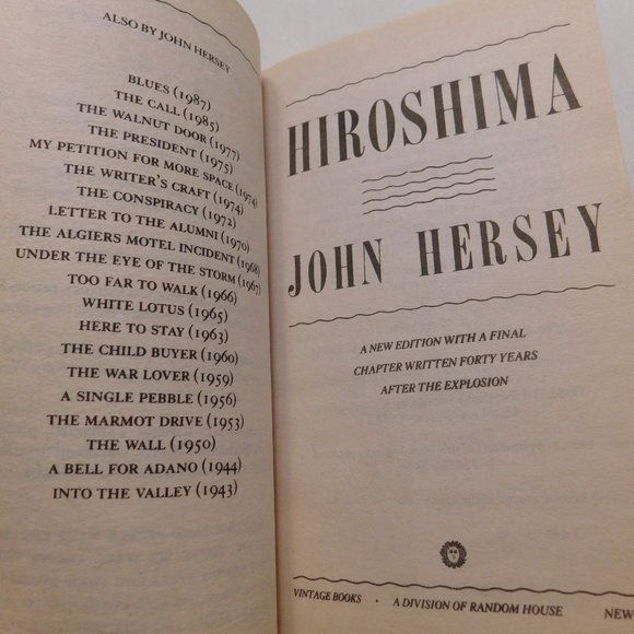 Hiroshima by John Hersey First Vintage Books Edition 1989 Paperback - Picture 5 of 11
